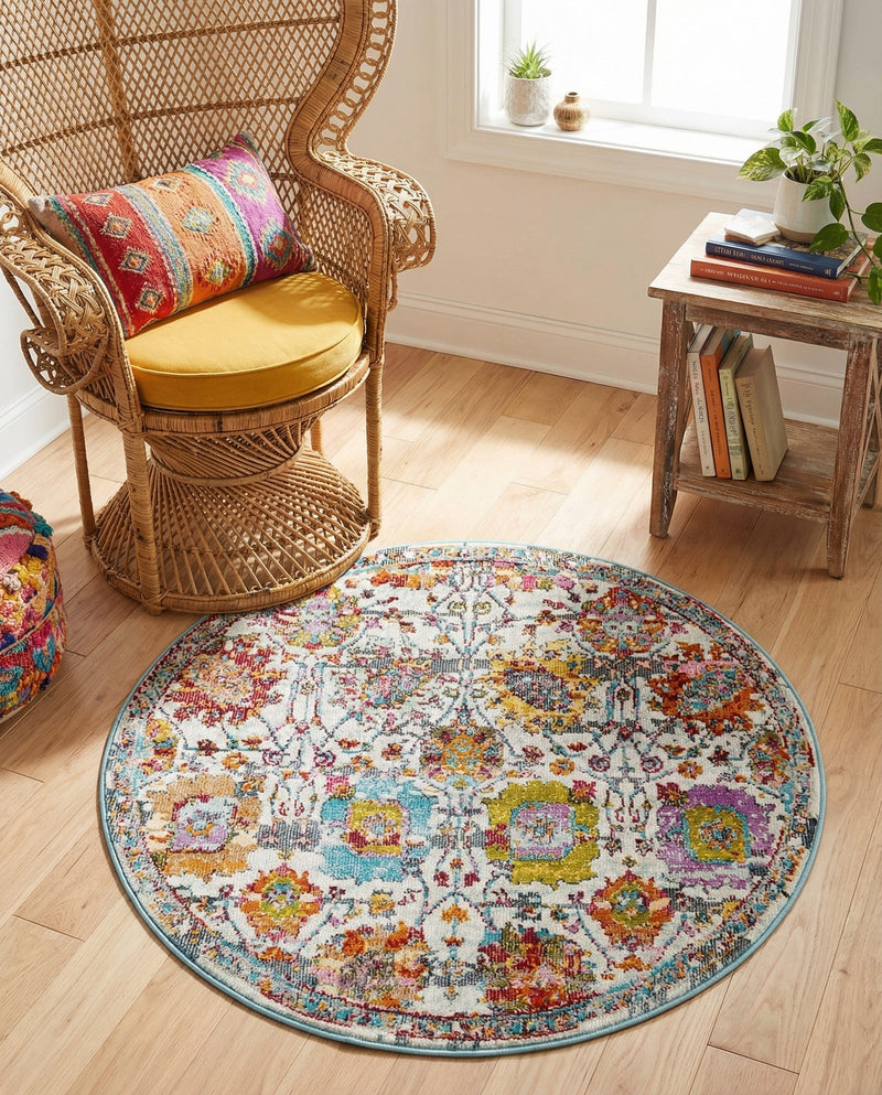 Arcadia Rugs Collection Area Rug -  Elysium Round Multi  lifestyle 56