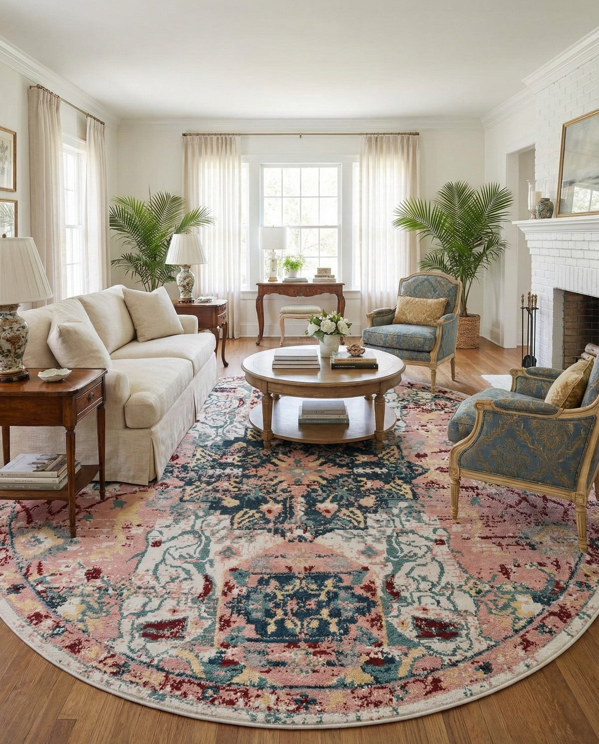 Savannah Elegance Collection Area Rug -  Azalea Round Pink  lifestyle 157
