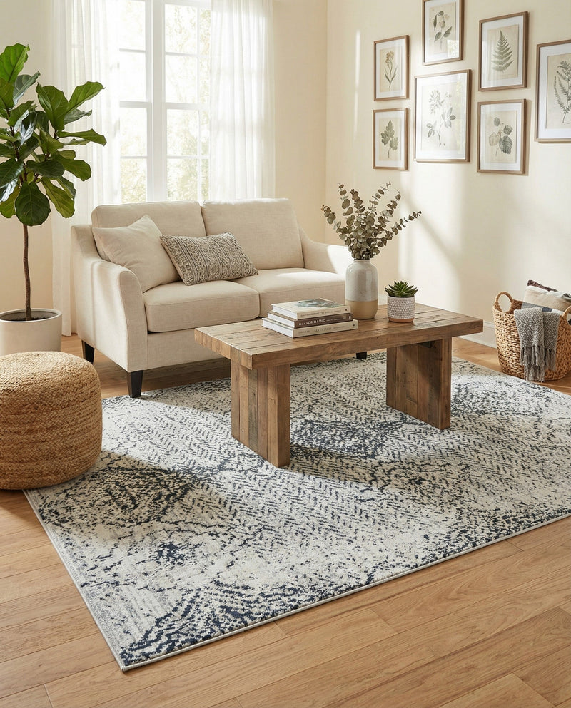 Aegean Elegance Washables Collection Area Rug -  Naxos Rectangle Black and White  lifestyle 45
