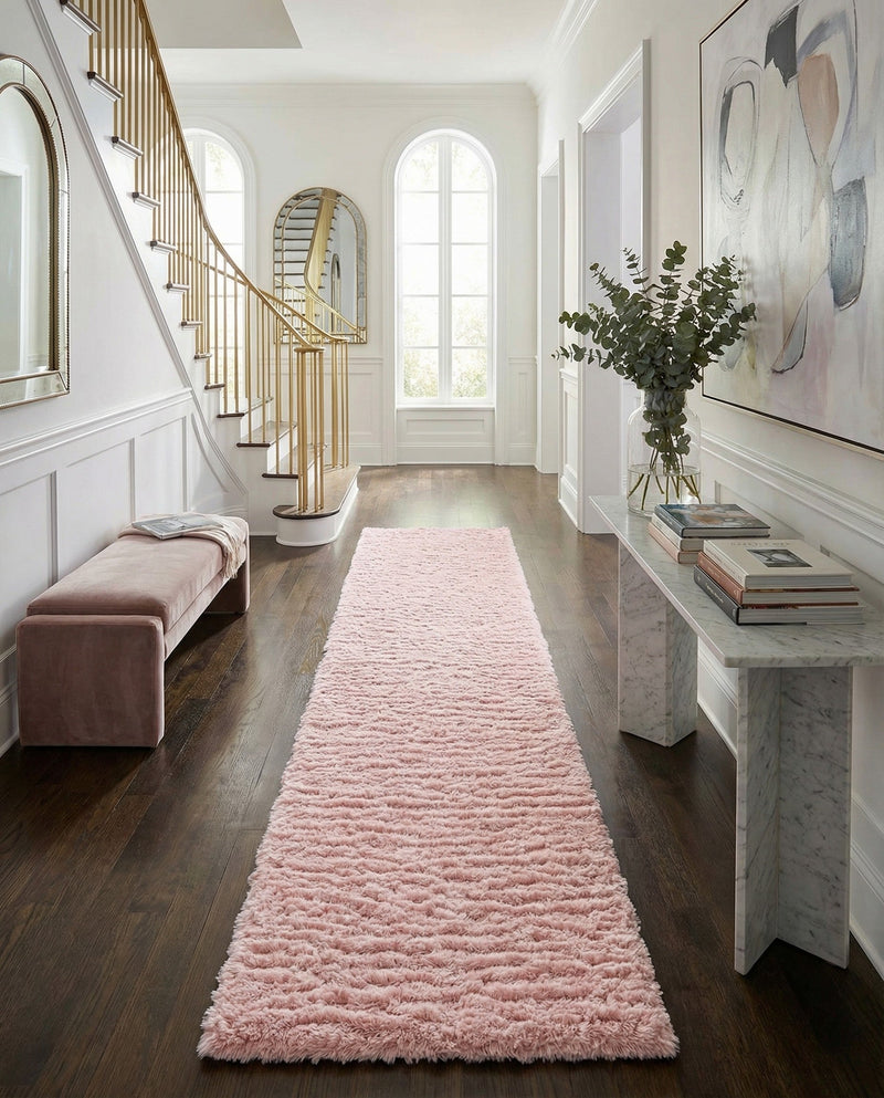 Eternal Plush Oasis Collection Area Rug -  Tranquility (Pink Lace) Runner Pink Lace  lifestyle 67