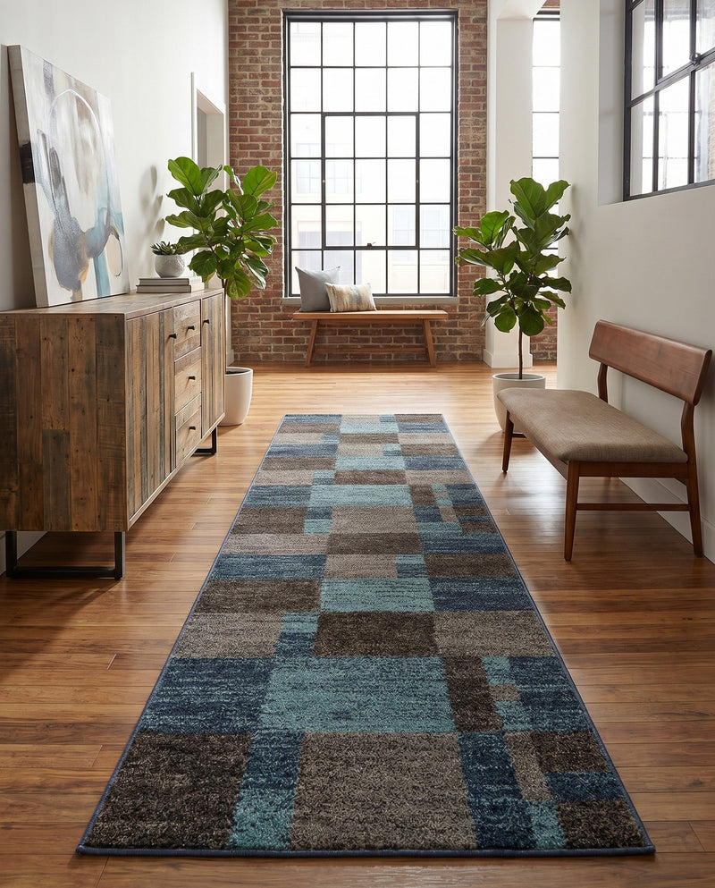 Autumn Meadow Collection Area Rug -  Sycamoreside (Blue Gray) Runner Blue Gray  lifestyle 32