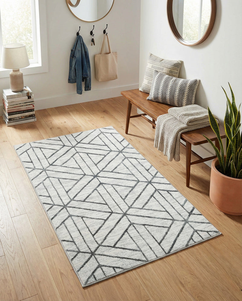 Garden Maze Retreat Collection Area Rug -  Topiarytrail Rectangle White  lifestyle 25