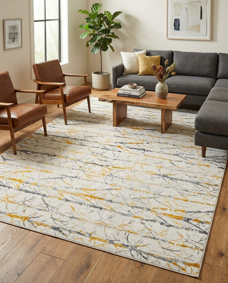 Bloomsbury Elegance Collection Area Rug -  Soho Rectangle Yellow and Gray  lifestyle 53