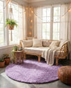 Plush Oasis Collection Area Rug - Serenity (Lilac) Round Lilac  lifestyle 83