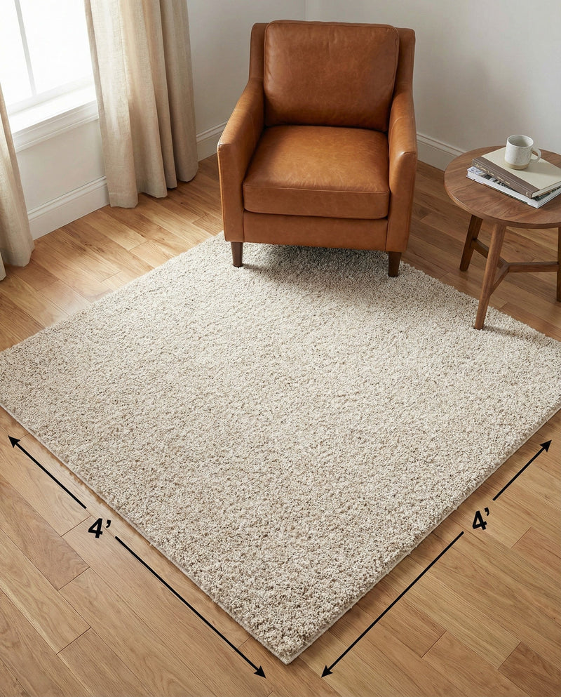 Cozy Comfort Shag Collection Area Rug - Haven (Oatmeal Beige) Square Oatmeal Beige  lifestyle 69