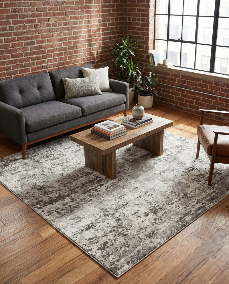 Luminara Sands Collection Area Rug - Elysium (Stone Gray) Square Stone Gray  lifestyle 78