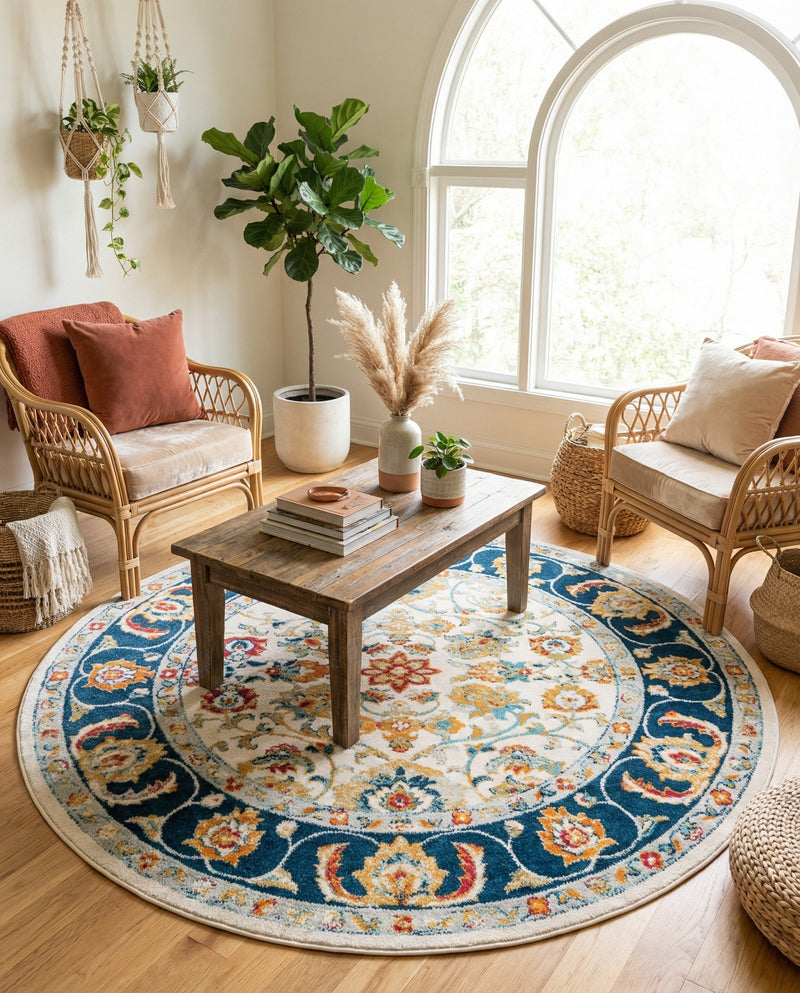 Adriana Terrace Collection Area Rug -  Positano (Multi) Round Multi  lifestyle 61