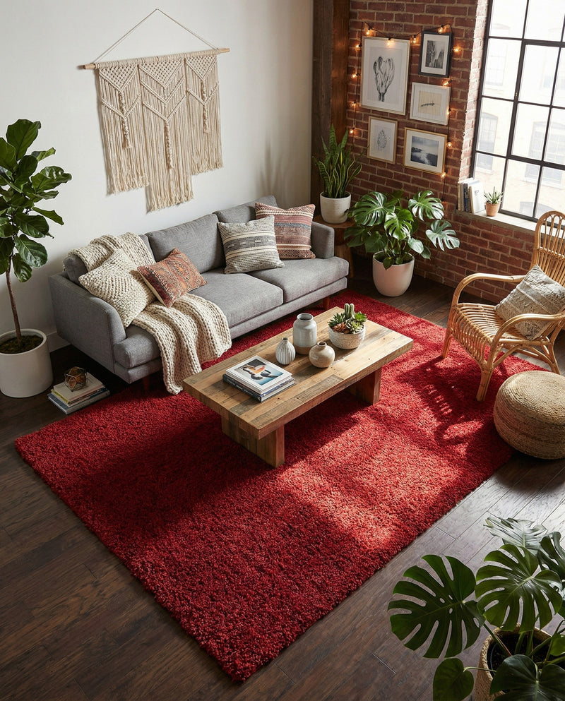 Plush Oasis Collection Area Rug - Serenity (Cherry Red) Rectangle Cherry Red  lifestyle 27