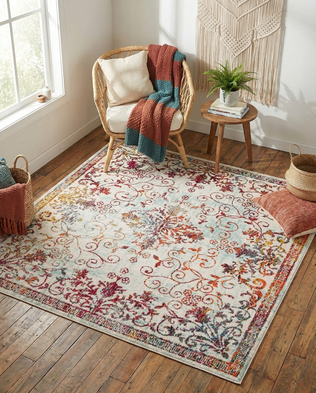 Brighton Terrace Collection Area Rug -  Saltdean Square Ivory  lifestyle 114