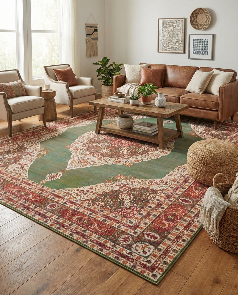 Caribbean Breeze Collection Area Rug -  Windward Rectangle Green  lifestyle 56