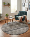 Jewel Oasis Collection Area Rug - Sapphire (Gray) Round Gray  lifestyle 65
