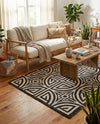 Savannah Threads Collection Area Rug -  Thar Rectangle Black and Ivory  lifestyle 20