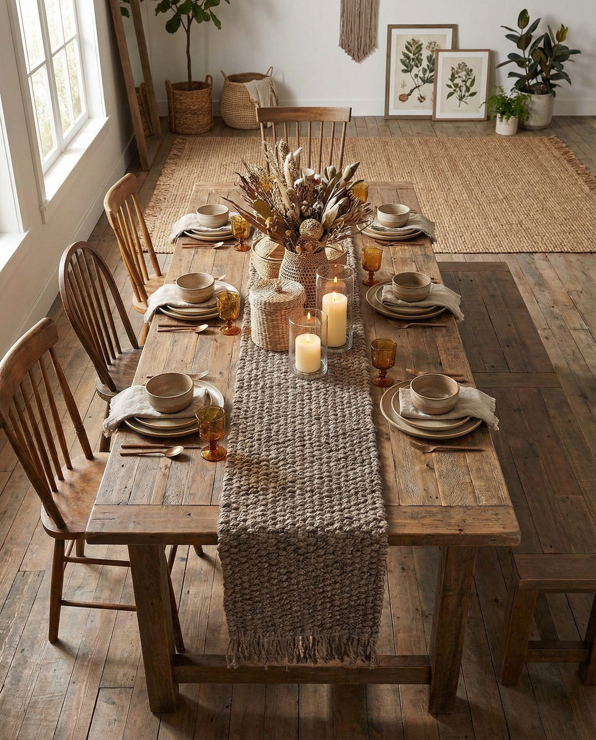 Savannah Jute Collection Area Rug - Seashore Table Runner Gray  lifestyle 179