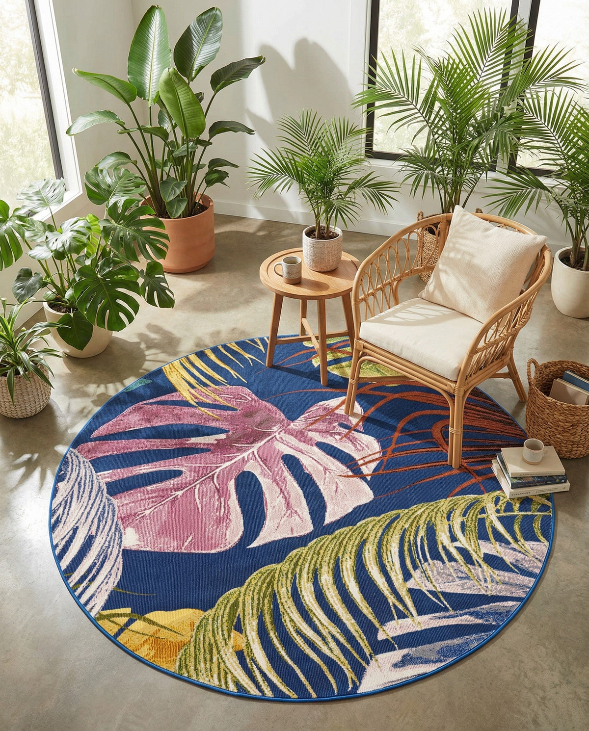 Meadow Breeze Collection Area Rug -  Clover Round Multi  lifestyle 71