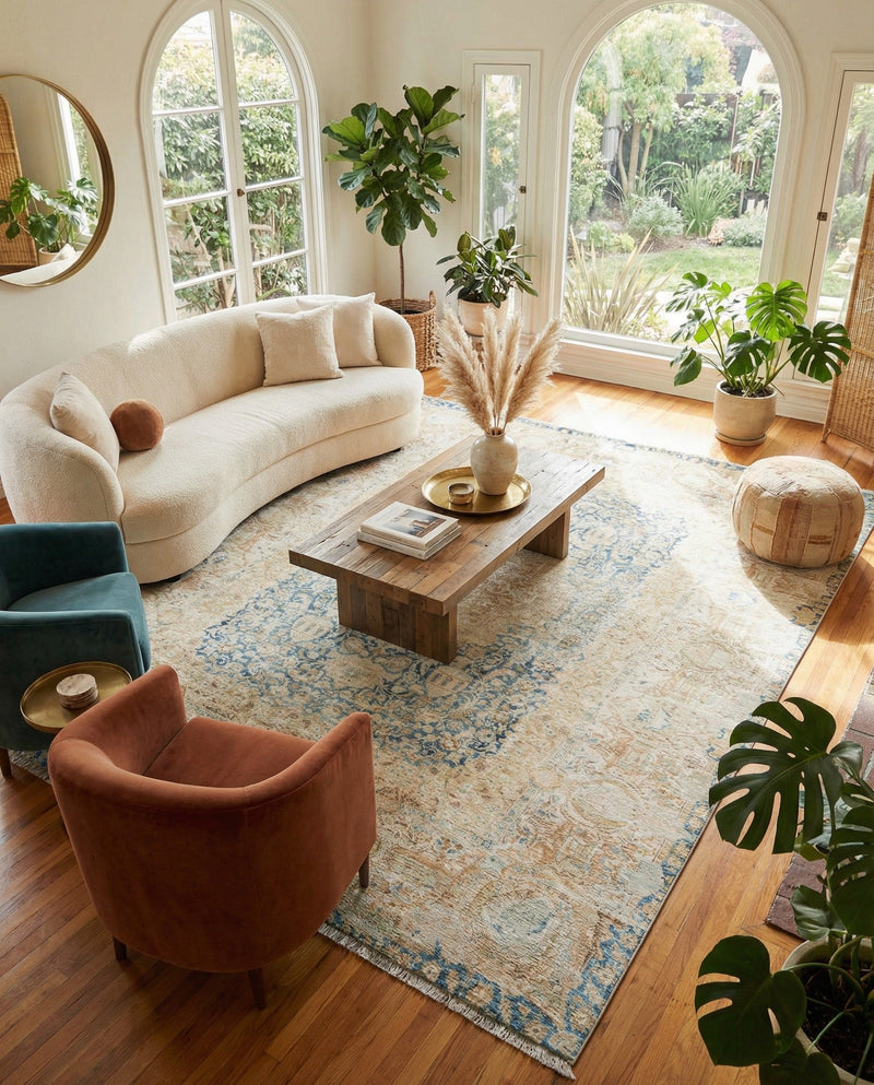 Bazaar Chic Collection Area Rug -  Kenitra Rectangle Blue and Ivory  lifestyle 14