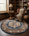 Eden Oasis Collection Area Rug -  Refuge (Blue) Round Blue  lifestyle 80