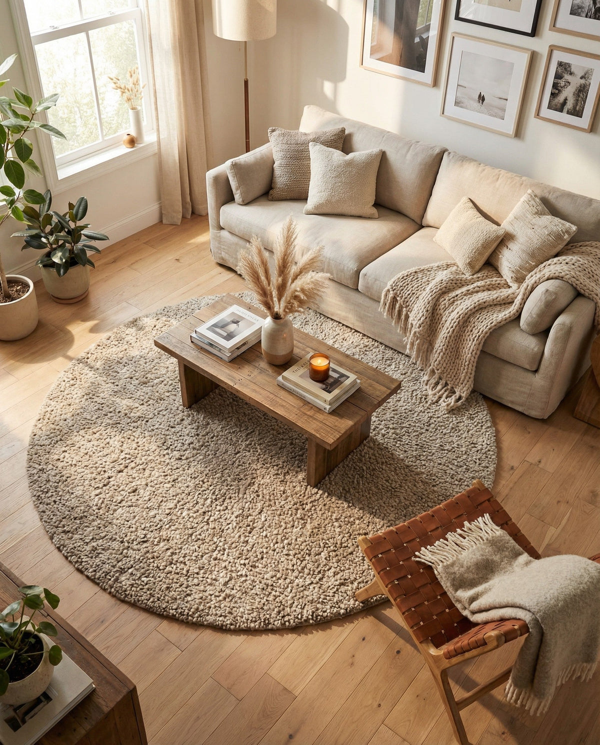 Wellington Luxe Shag Collection Area Rug - Kapiti Round Taupe  lifestyle 177
