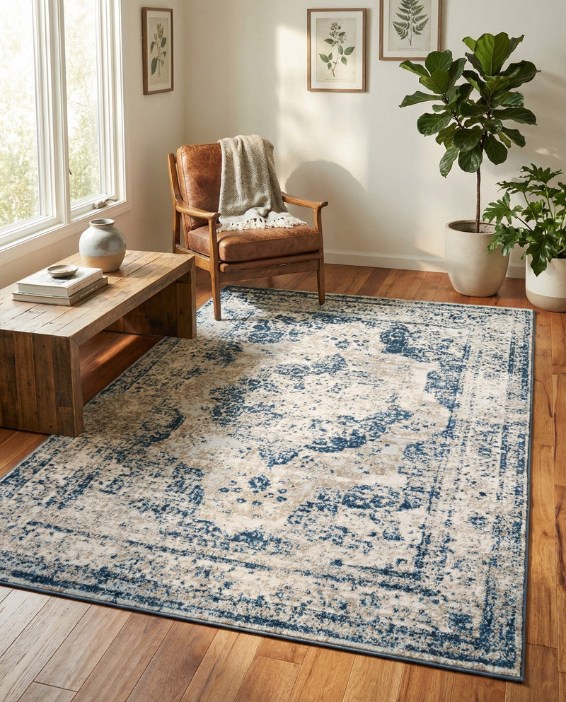 Riviera Elegance Collection Area Rug -  Menton (Blue) Rectangle Blue  lifestyle 14