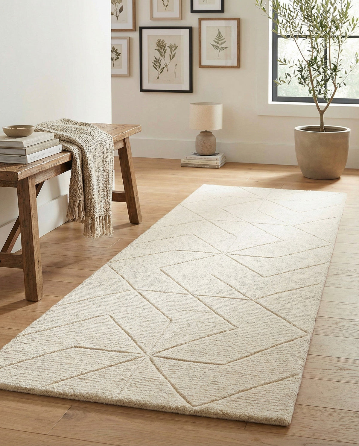 Nordic Loom Geometric Collection Area Rug - Oslo Runner Pearl Ivory  lifestyle 141