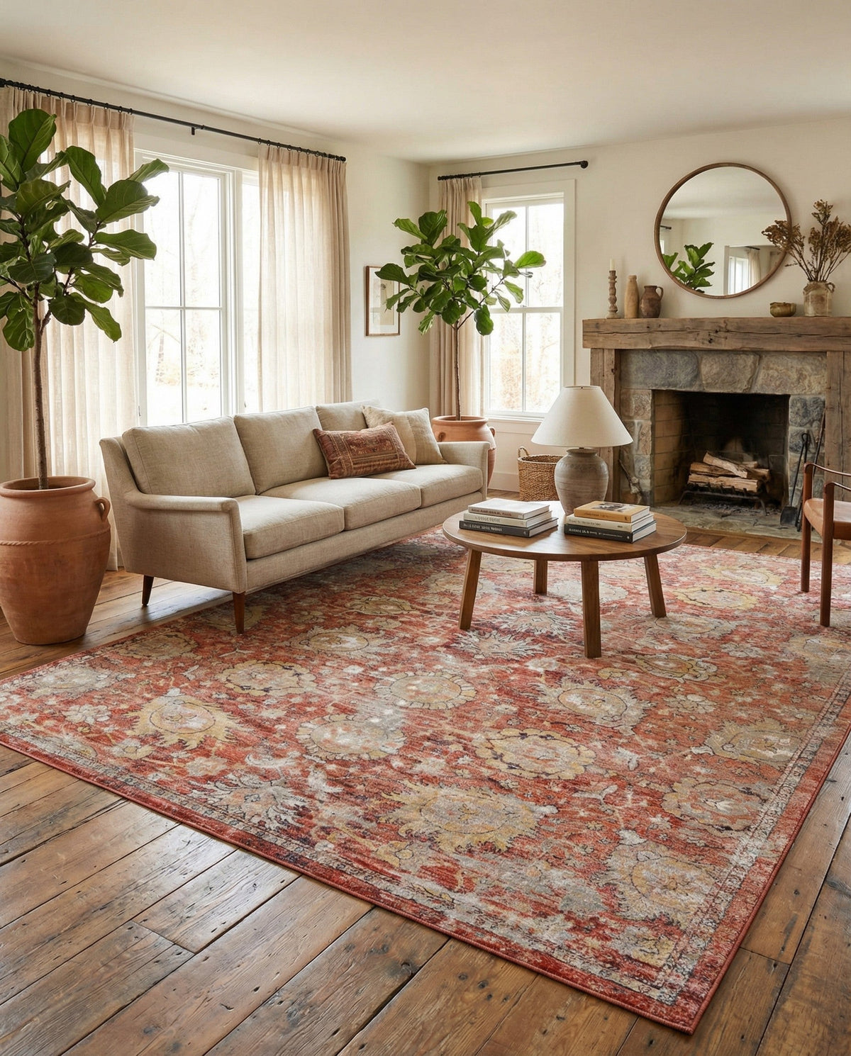 Seville Stripes Collection Area Rug -  Cordoba (Brick Red) Rectangle Brick Red  lifestyle 11