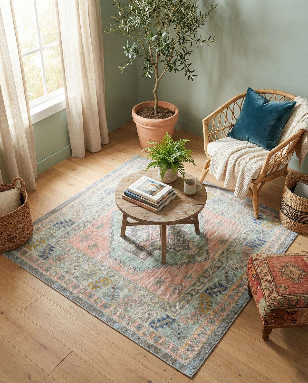 Savannah Series Collection Area Rug -  Augusta (Pink) Square Pink  lifestyle 88