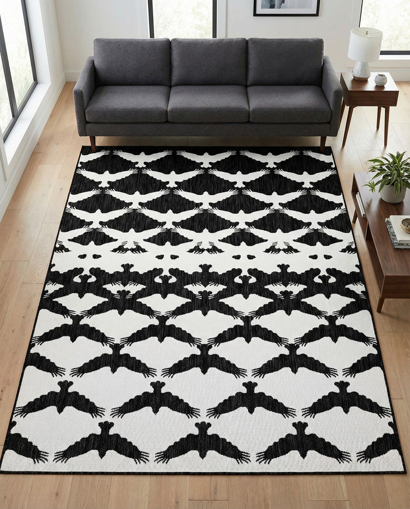 Urban Terrace Collection Area Rug -  Gramercy Rectangle Black and White  lifestyle 9