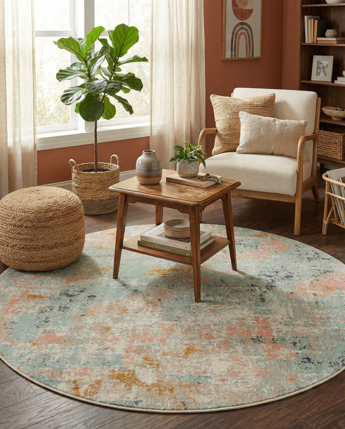 Lagoon Oasis Collection Area Rug -  Seagrass Round Multi  lifestyle 92