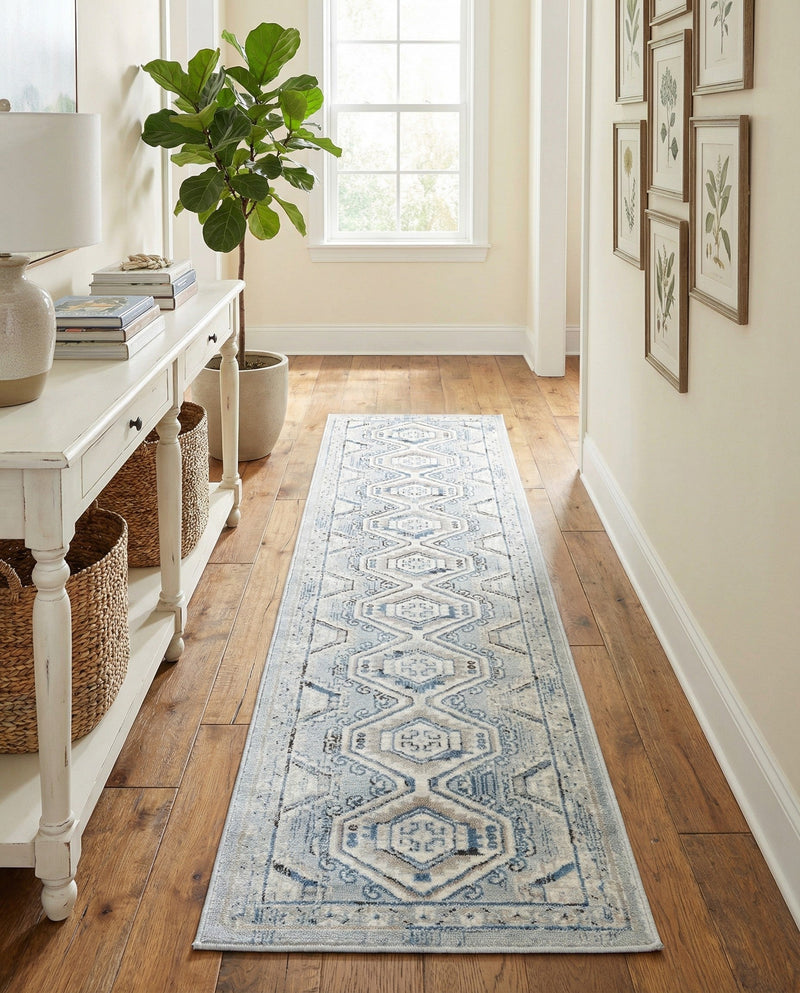 Savannah Elegance Collection Area Rug -  Tybee (Aqua Blue) Runner Aqua Blue  lifestyle 76