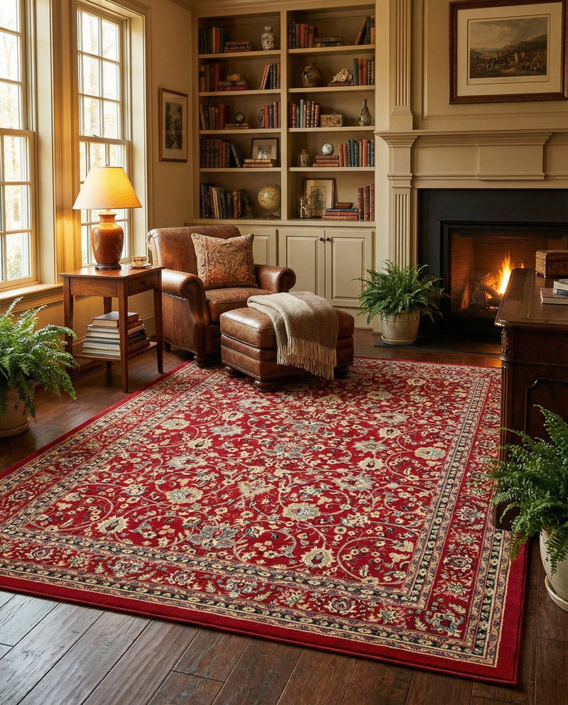 Isfahan Elegance Collection Area Rug - Naghsh-e Jahan (Red) Rectangle Red  lifestyle 24