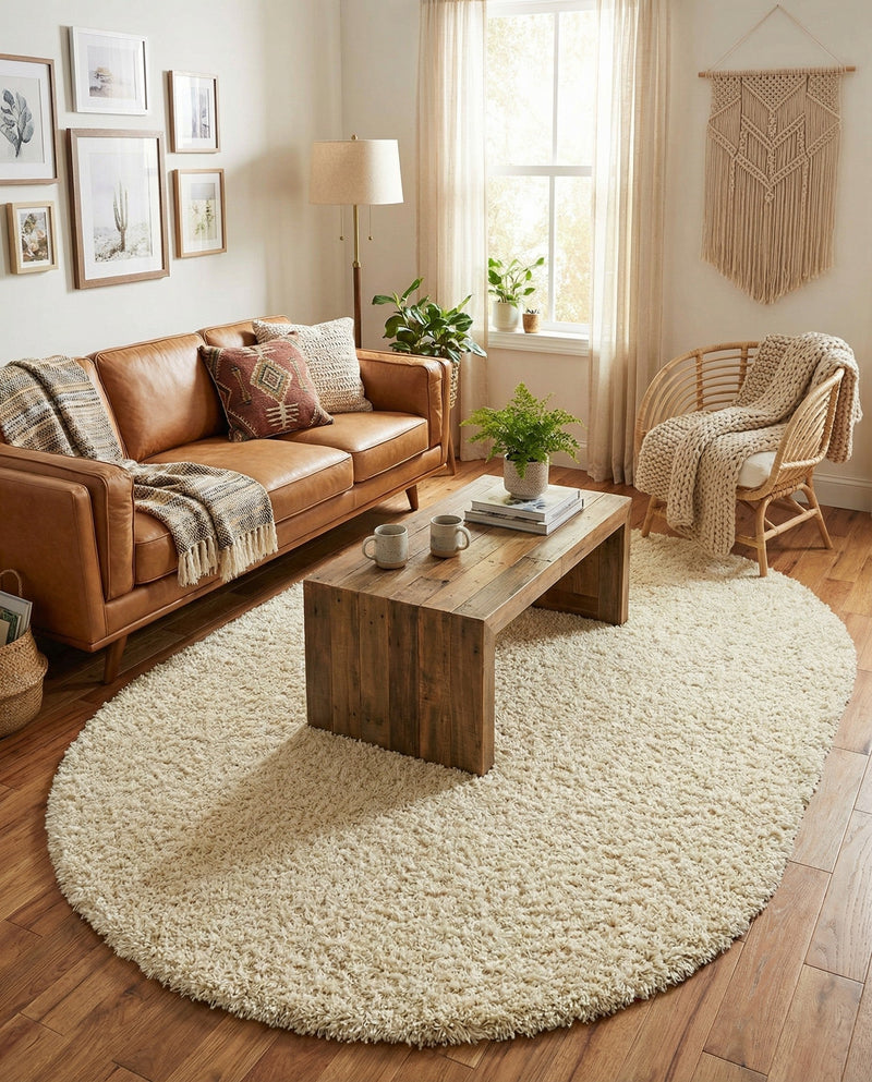 Plush Oasis Collection Area Rug - Serenity (Pure Ivory) Oval Pure Ivory  lifestyle 87
