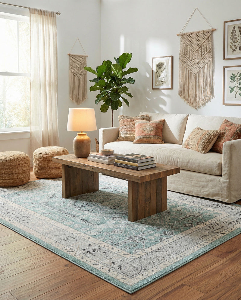 Adriana Terrace Collection Area Rug - Capri (Aqua) Rectangle Aqua  lifestyle 14
