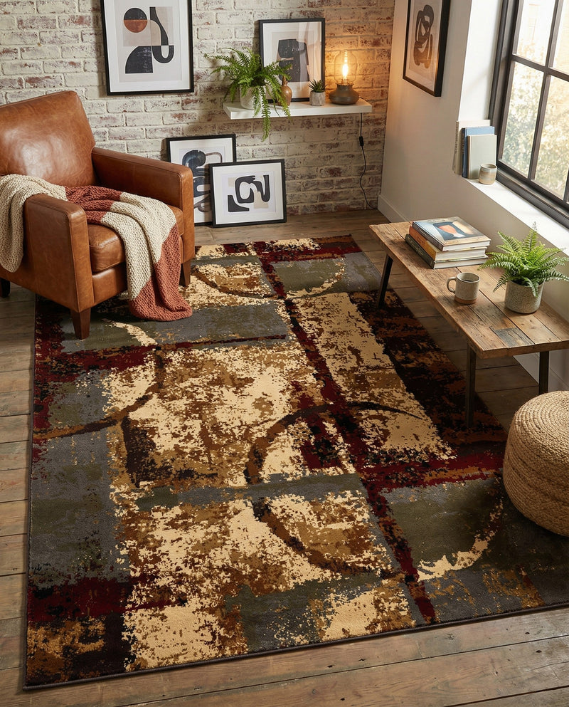 Bistro Lounge Collection Area Rug -  FlatWhite Rectangle Multi  lifestyle 18