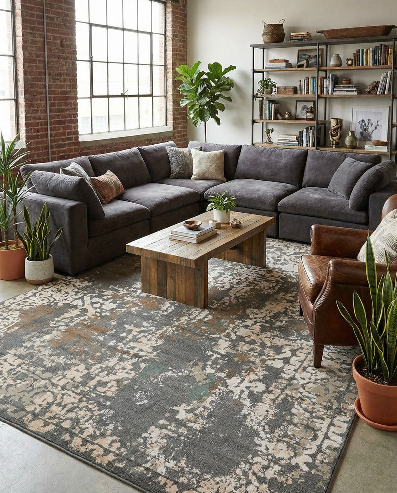 Gobi Sands Collection Area Rug - Dunhuang Rectangle Gray  lifestyle 22