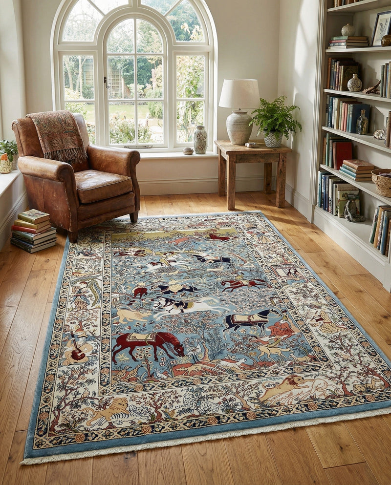 Persian Elegance Collection Area Rug -  Tabriz Rectangle Blue  lifestyle 12