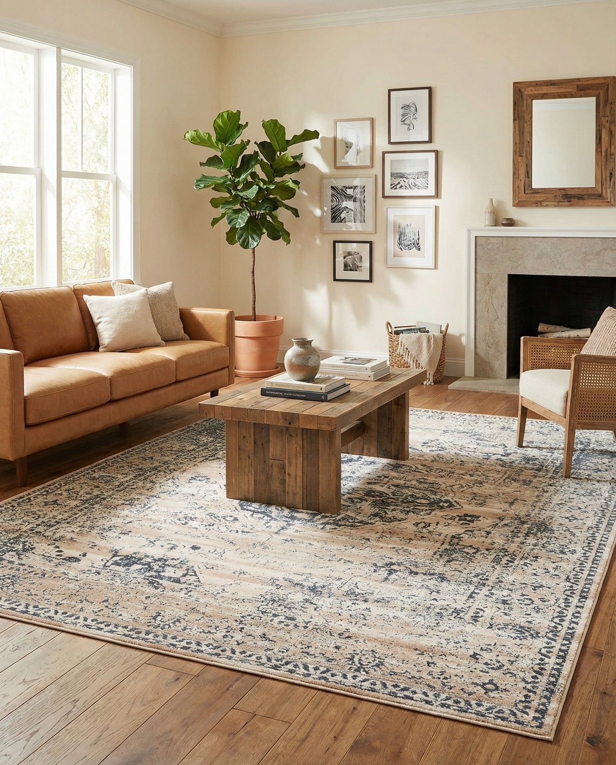 Coastal Manor Collection Area Rug -  Dunes Rectangle Dark Blue  lifestyle 18