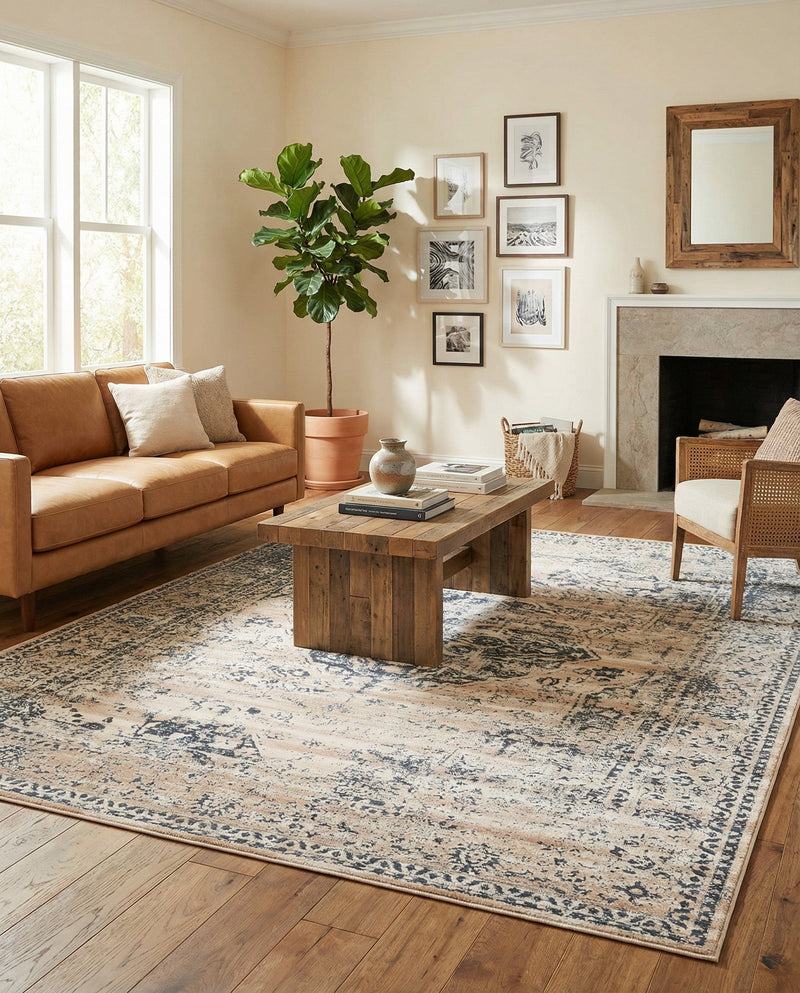 Coastal Manor Collection Area Rug -  Dunes Rectangle Dark Blue  lifestyle 18