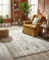 Brighton Stripes Collection Area Rug - Sussex (Ivory and Gray) Rectangle Ivory and Gray  lifestyle 12