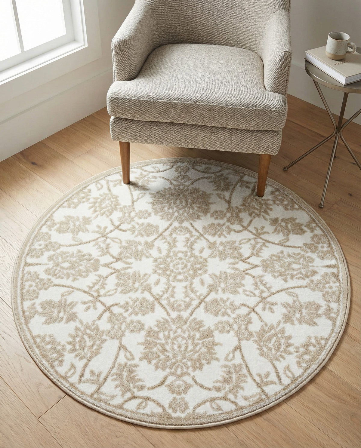 Andes Summit Collection Area Rug -  Chimborazo Round Snow White  lifestyle 137