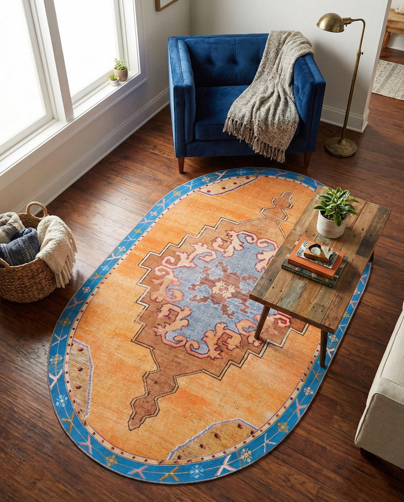 Heritage Elegance Collection Area Rug -  Winterthur (Orange) Oval Orange  lifestyle 41