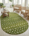 Mediterranean Lattice Collection Area Rug - Santorini (Green) Oval Green  lifestyle 51