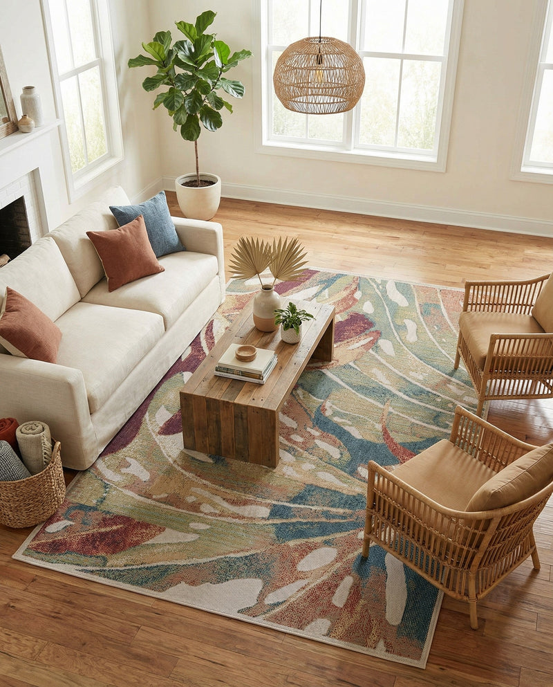 Coastal Terrace Collection Area Rug -  Wavecrest Rectangle Multi  lifestyle 27