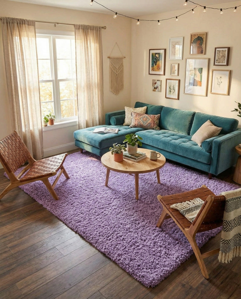 Plush Oasis Collection Area Rug - Serenity (Lilac) Rectangle Lilac  lifestyle 28