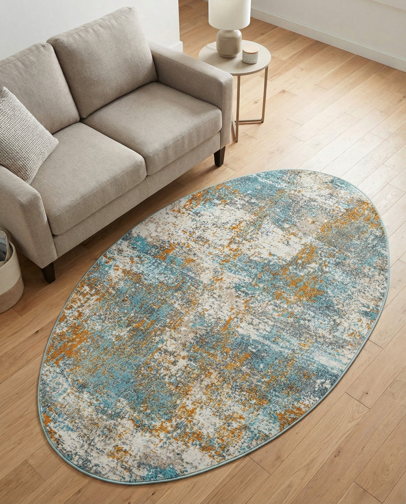 Arcadia Rugs Collection Area Rug -  Nirvana Oval Cream Blue  lifestyle 70