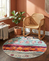 Colorburst Oasis Collection Area Rug -  Lagoon Round Multi  lifestyle 36