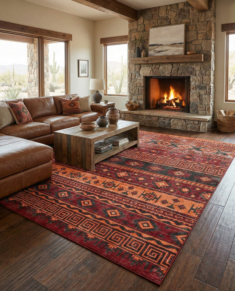 Geneva Terrace Collection Area Rug - Montreux Rectangle Rust Red  lifestyle 47