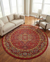 Persian Elegance Collection Area Rug -  Khorasan Round Red  lifestyle 48