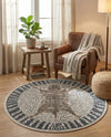 Savannah Sojourn Collection Area Rug -  Masai Round Gray and Ivory  lifestyle 45