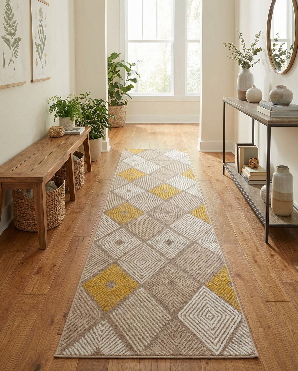 Coastal Haven Collection Area Rug -  Anchorage Runner Ivory and Yellow  lifestyle 85