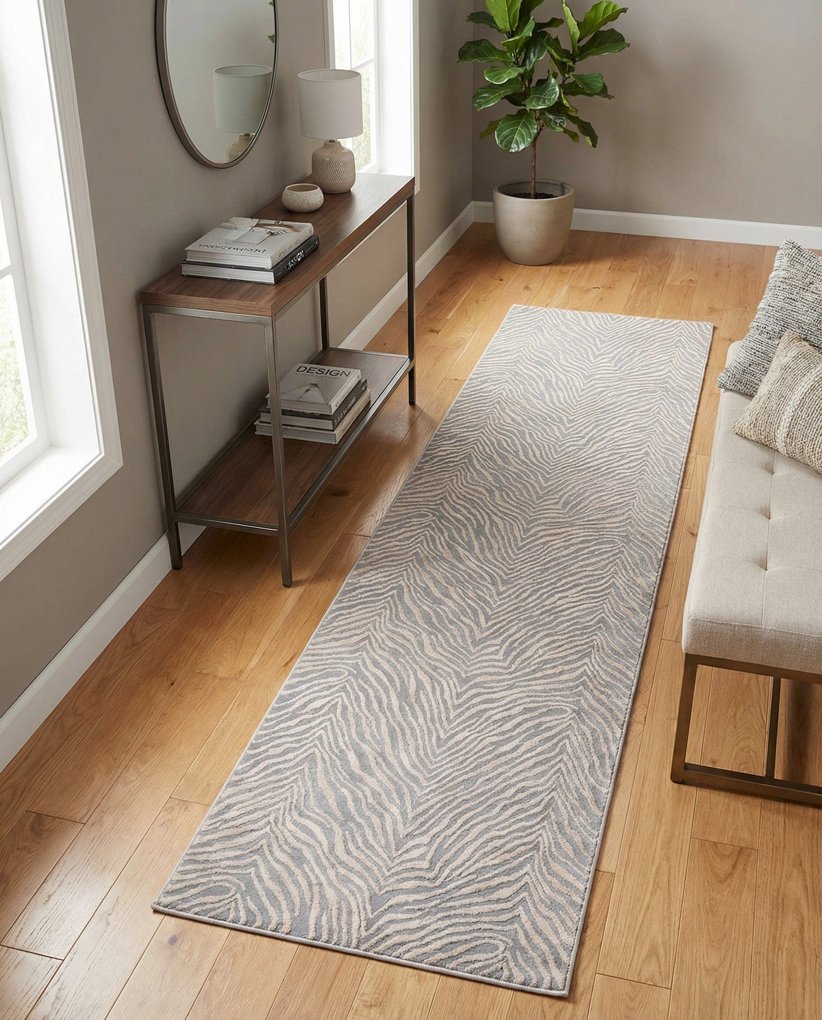 Bloomsbury Elegance Collection Area Rug -  Chelsea Runner Gray and Ivory  lifestyle 176