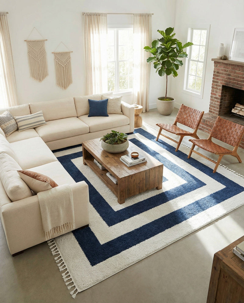 Sahara Chic Collection Area Rug -  Casablanca Rectangle Blue  lifestyle 57